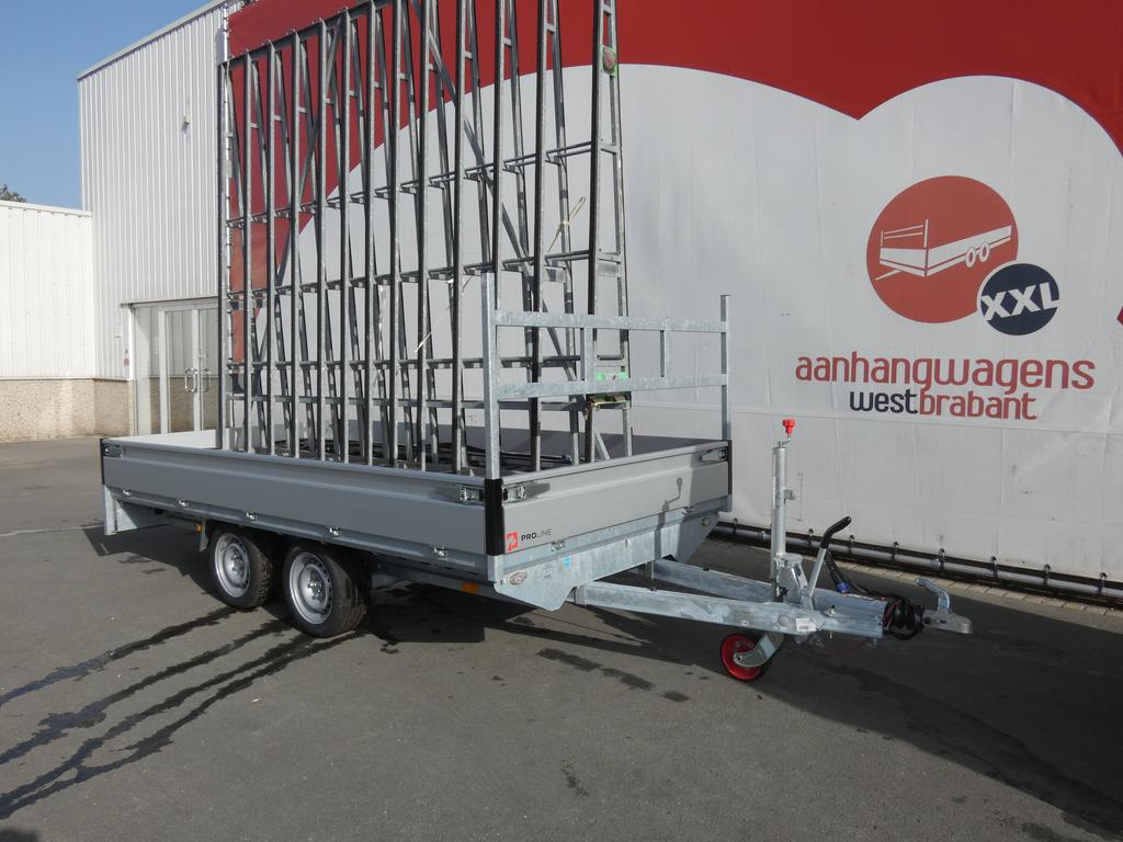 Plateauwagen met glasbok tandemas 350x185cm 3500kg